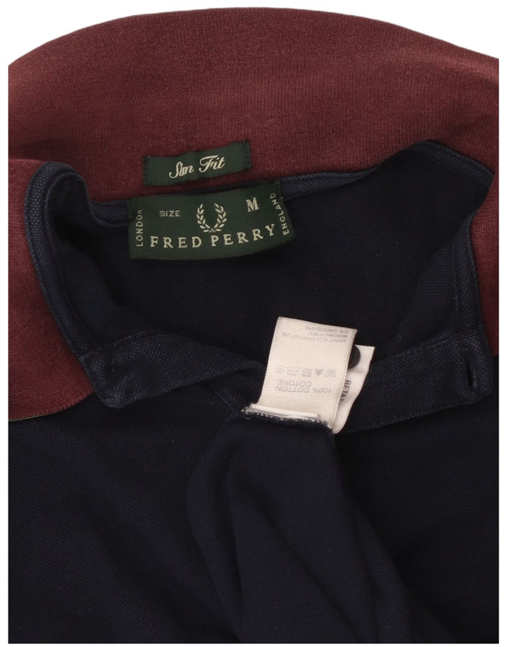 Fred Perry Herre Slim Fit Langærmet Polo Shirt Medium Navy Blue Bomuld