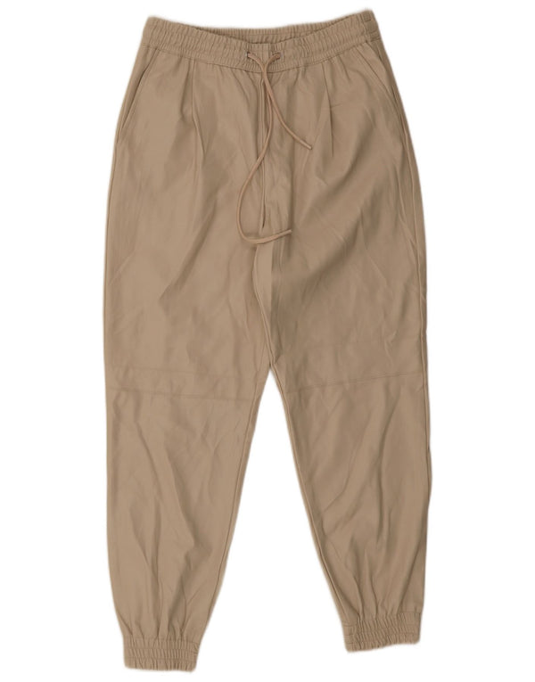 Zara joggerbukser i imiteret læder UK 10 Small W26 L26 Beige