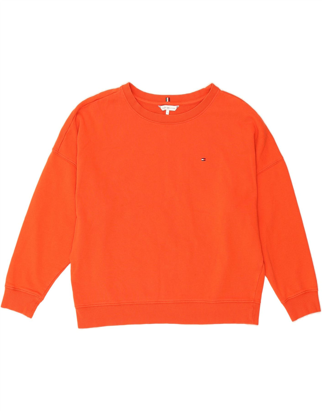 TOMMY HILFIGER Womens Oversized Sweatshirt Jumper UK 16 Large Orange Vintage Tommy Hilfiger and Second-Hand Tommy Hilfiger from Messina Hembry 