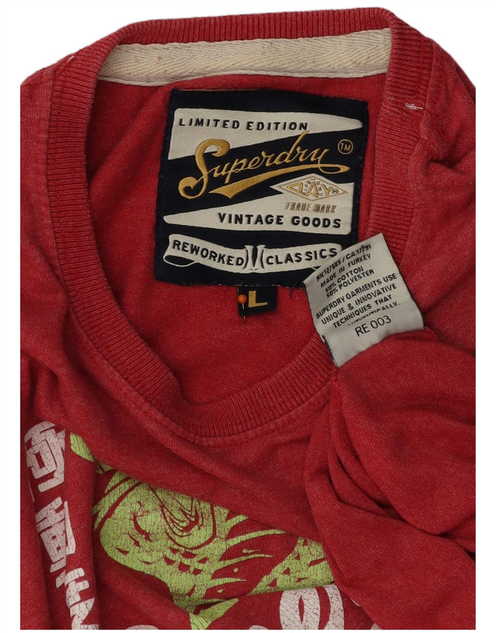 SUPERDRY Grafisk T-shirt top til mænd, stor rød bomuld