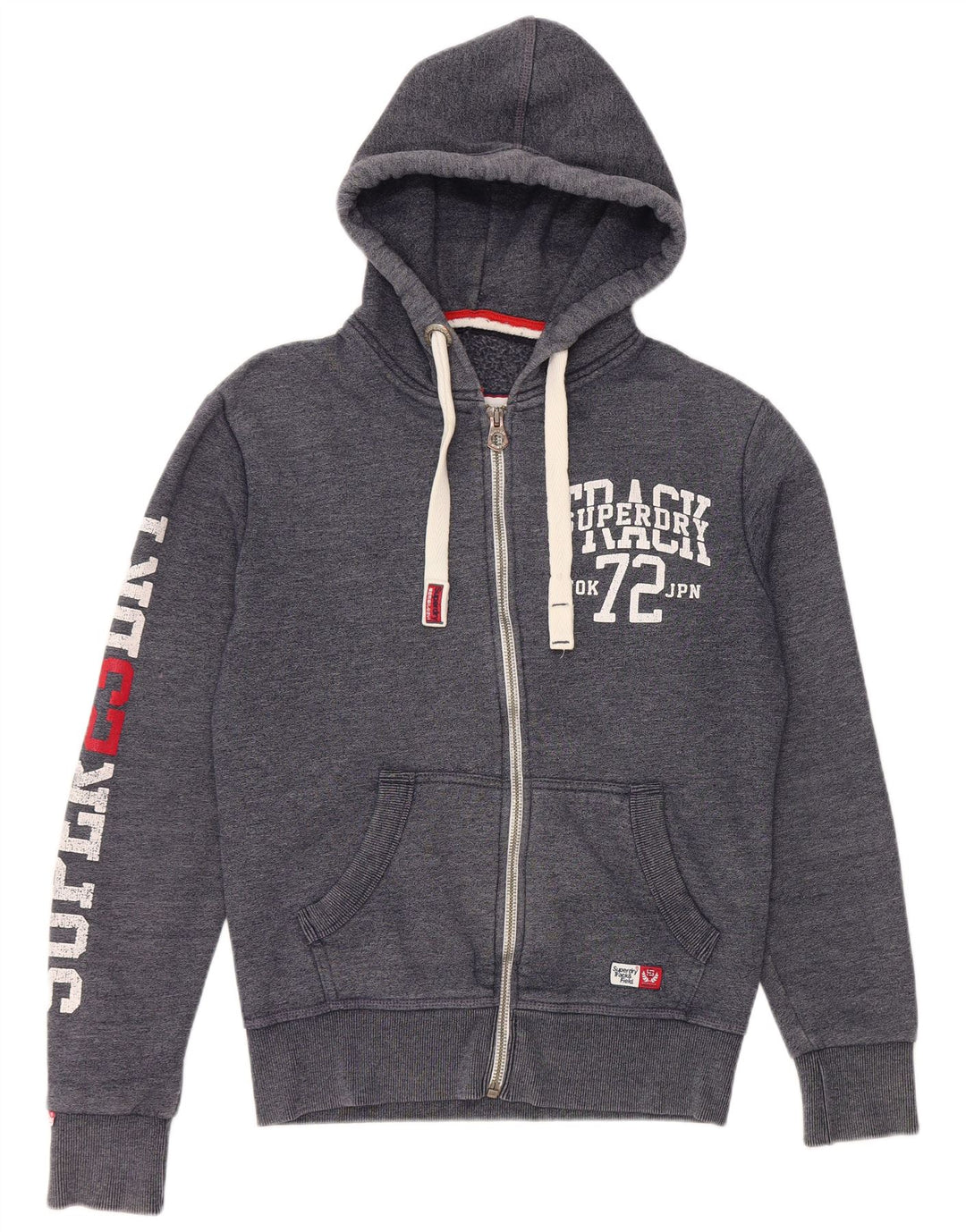 SUPERDRY Herre grafisk hættetrøje med lynlås lille marineblå bomuld