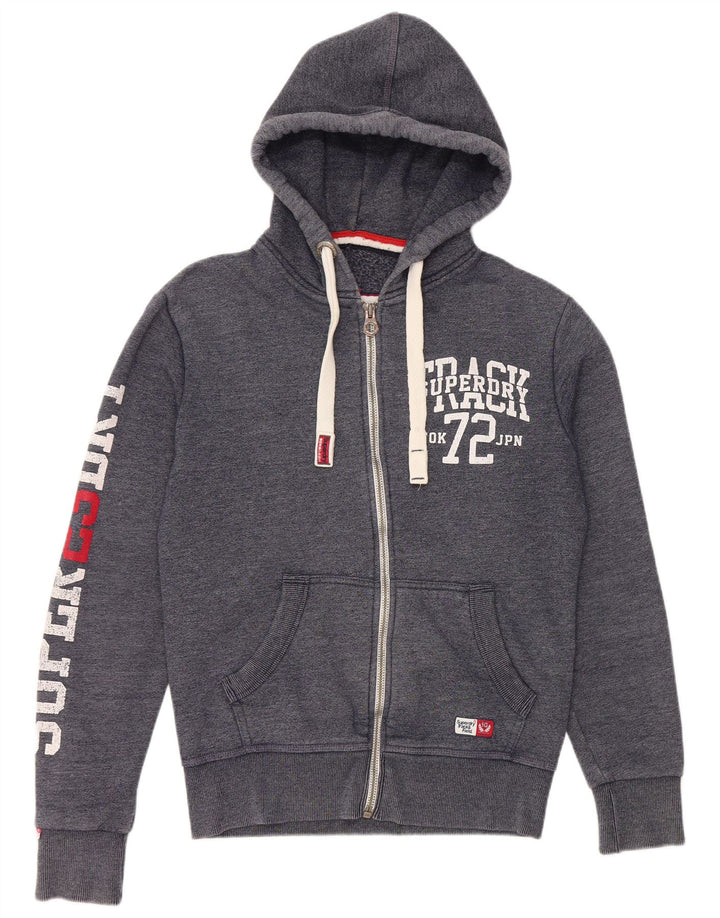 SUPERDRY Herre grafisk hættetrøje med lynlås lille marineblå bomuld