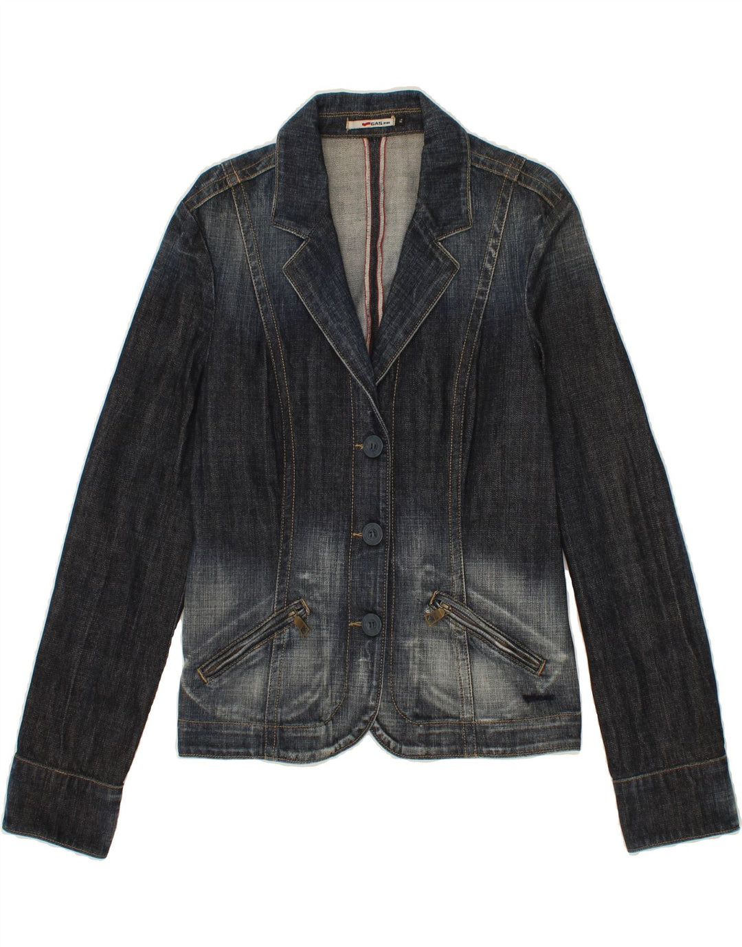 GAS Womens Denim Jacket UK 18 XL Navy Blue Cotton Vintage Gas and Second-Hand Gas from Messina Hembry 