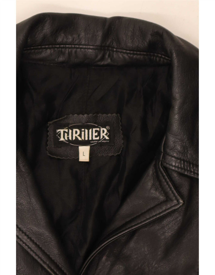 Vintage læderfrakke til kvinder UK 16 Large Black