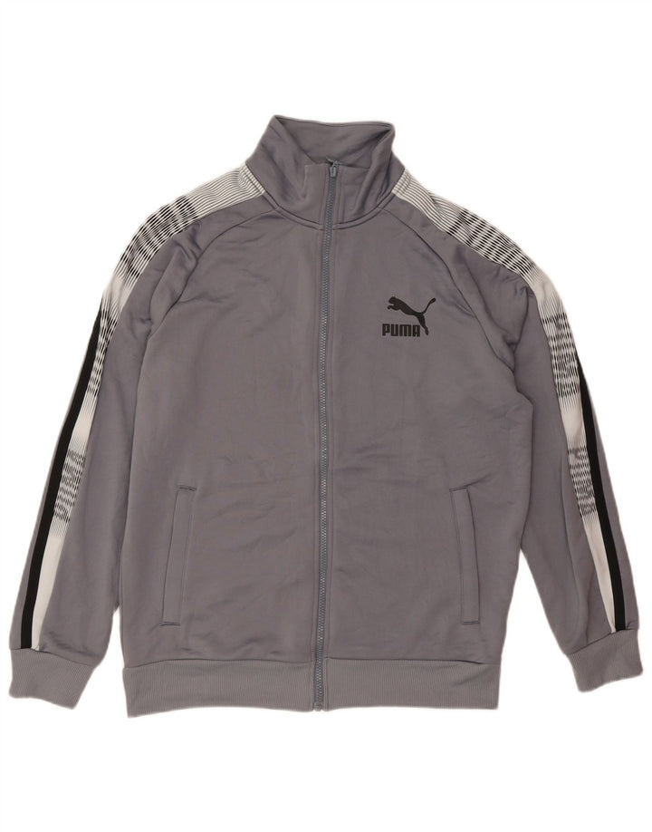 PUMA Mens Graphic Tracksuit Top Jacket Medium Grey Colourblock Polyester