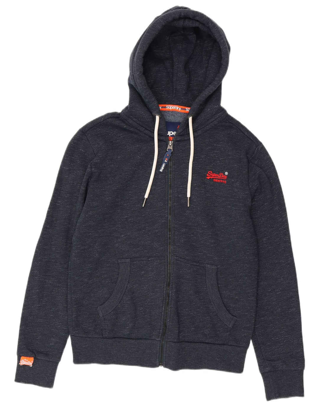 Superdry hættetrøje med lynlås til mænd Medium marineblå flækket bomuld