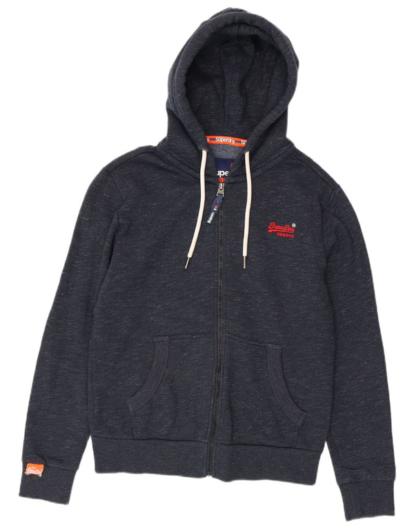 Superdry hættetrøje med lynlås til mænd Medium marineblå flækket bomuld
