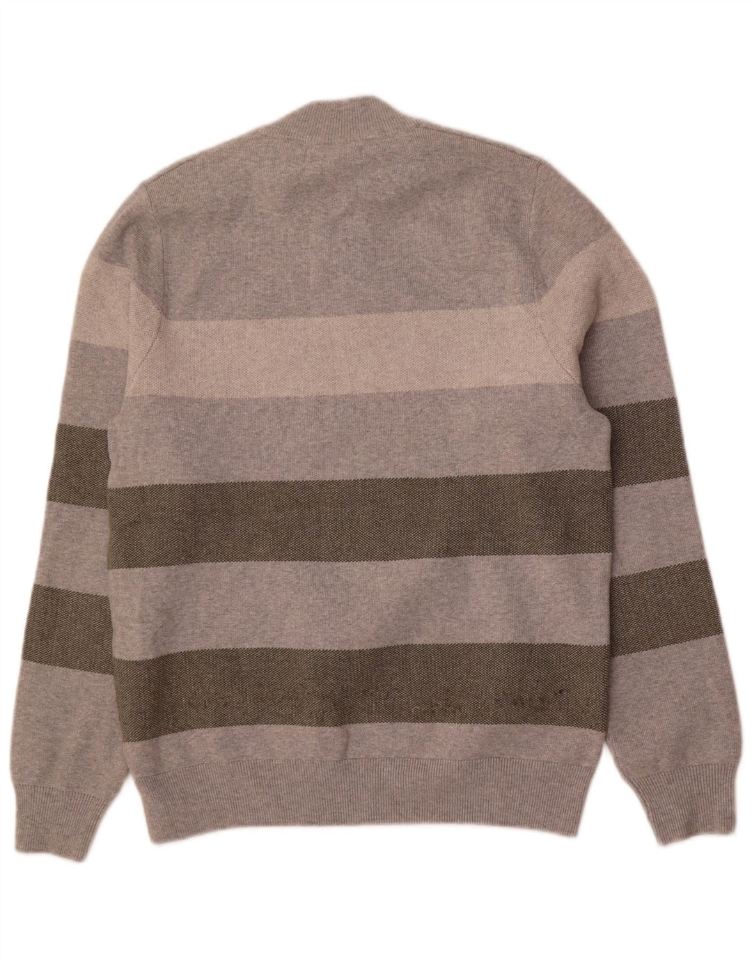 Marks & Spencer Herre sweater med rund hals, mellemgrå stribet polyester