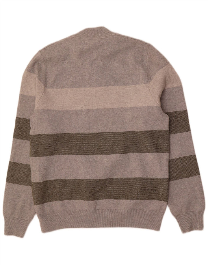 Marks & Spencer Herre sweater med rund hals, mellemgrå stribet polyester