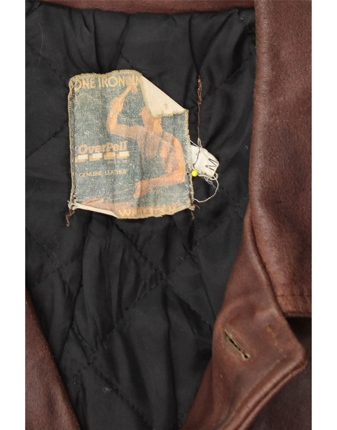 VINTAGE Læderjakke til mænd UK 38 Medium Brun Læder