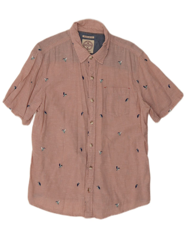 Fat Face Herre Kortærmet Regular Fit Skjorte Large Pink Animal Print Linen