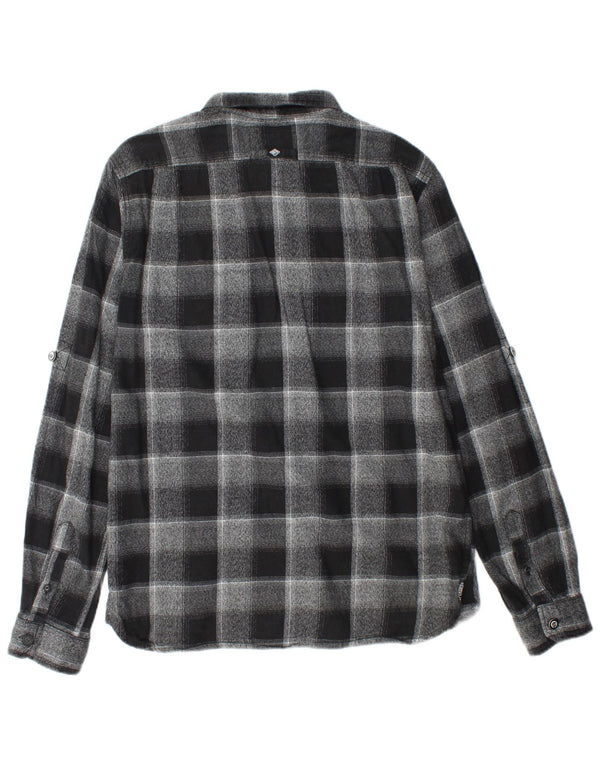 SUPERDRY Flannelskjorte til mænd XL Grå Plaid Bomuld
