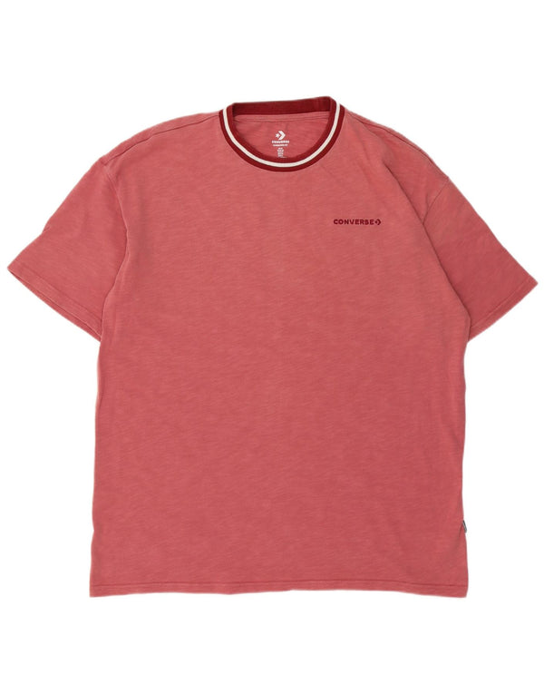 Converse Herre Oversized grafisk T-shirt Top Medium Bourgogne Flecked Bomuld