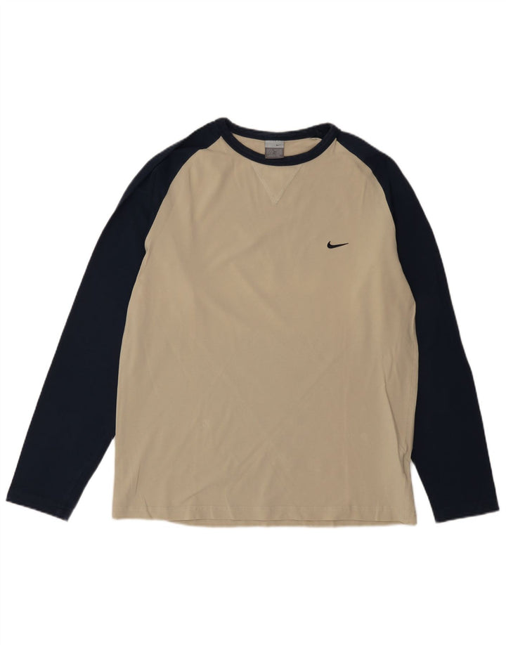Nike Herre Top Langærmet UK 45/47 XL Beige Colourblock Bomuld
