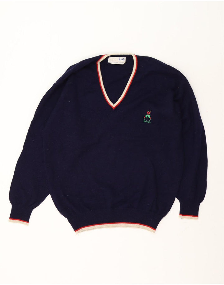 Pringle herre v-hals sweater stor marineblå ny uld