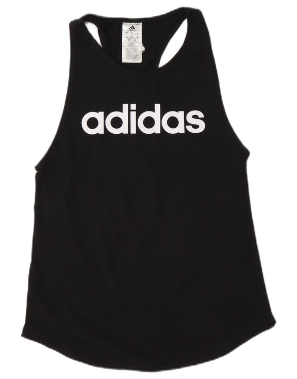 Adidas Dame Grafisk Vest Top UK 8/10 Small Black Bomuld