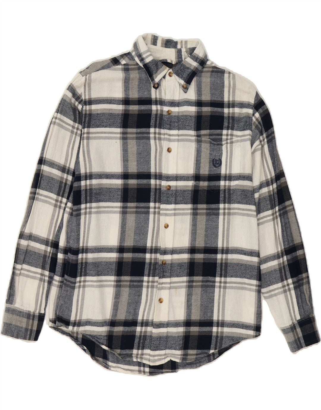 CHAPS Mens Flannel Shirt Small White Check Cotton Vintage Chaps and Second-Hand Chaps from Messina Hembry 