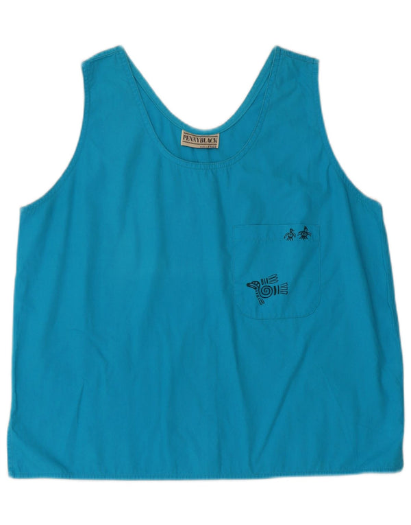 Penny Black Womens Crop Ærmeløs bluse Top UK 16 Large Blue Cotton