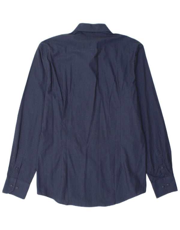 COVERI Herreskjorte str. 41/42 Large Navy Blue Cotton