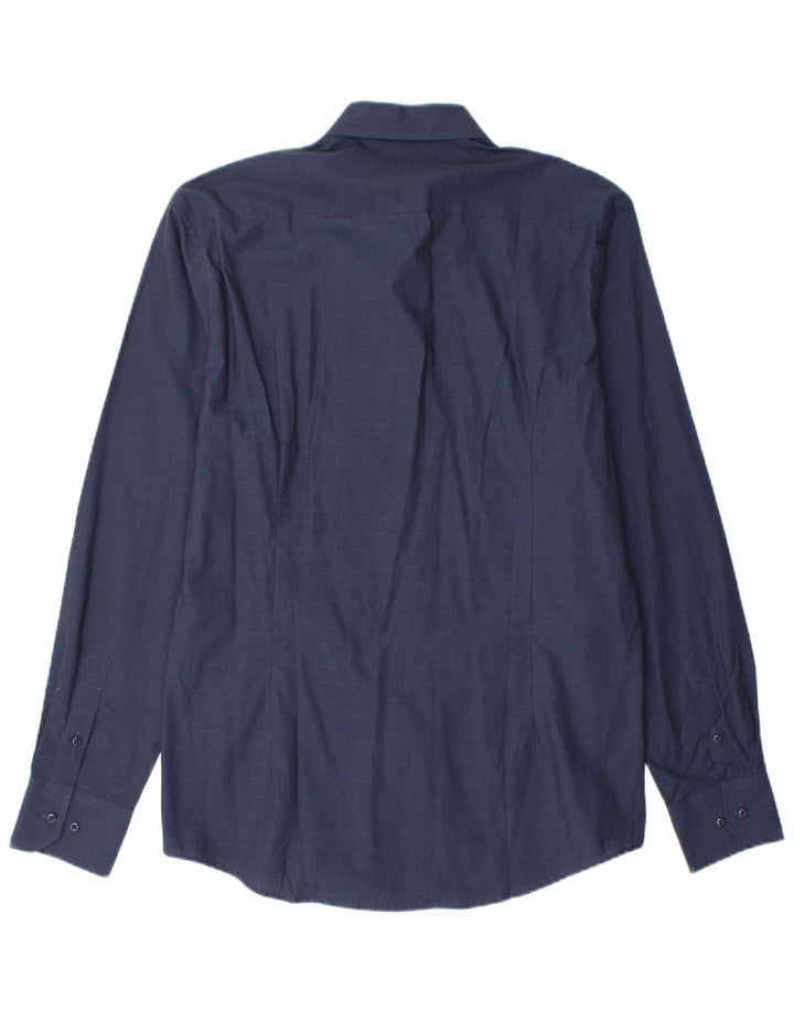 COVERI Herreskjorte str. 41/42 Large Navy Blue Cotton