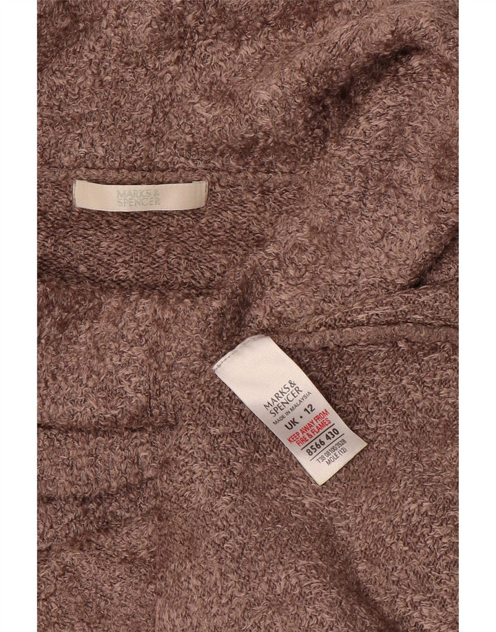 Marks & Spencer Dame Rullehals sweater UK 12 Medium Brown Viscose