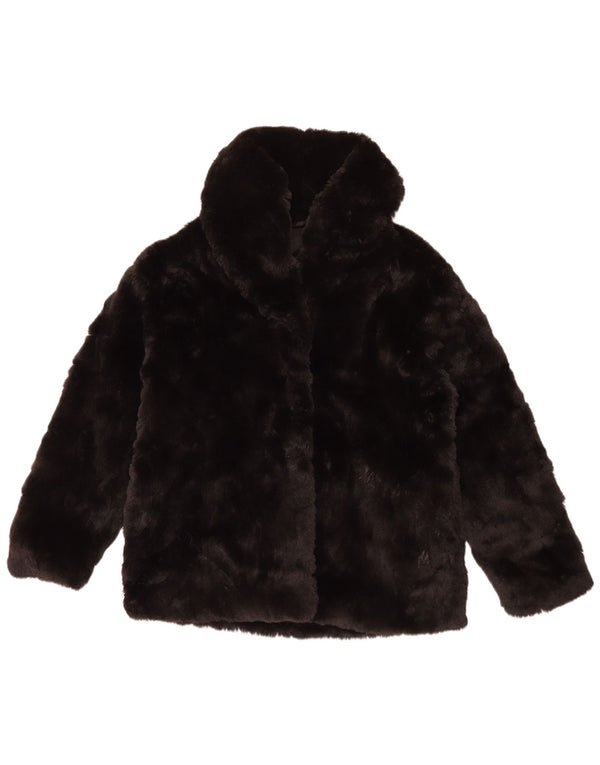 Zara Dame imiteret Pelsjakke UK 14 Stor Sort Polyester