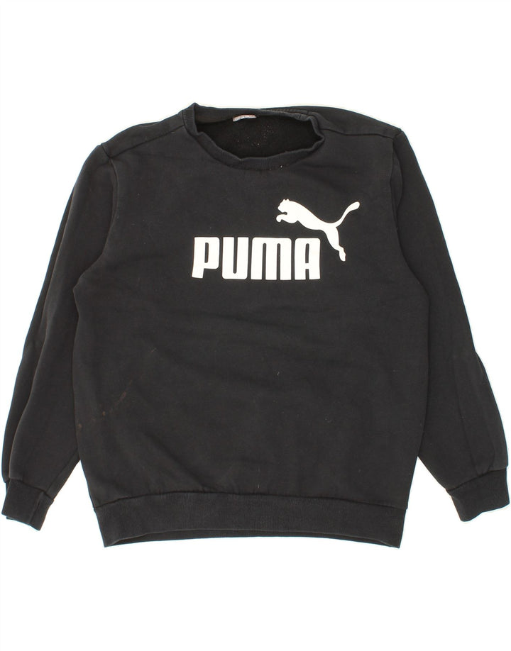 PUMA Mens Graphic Sweatshirt Jumper Medium Black Cotton Vintage Puma and Second-Hand Puma from Messina Hembry 