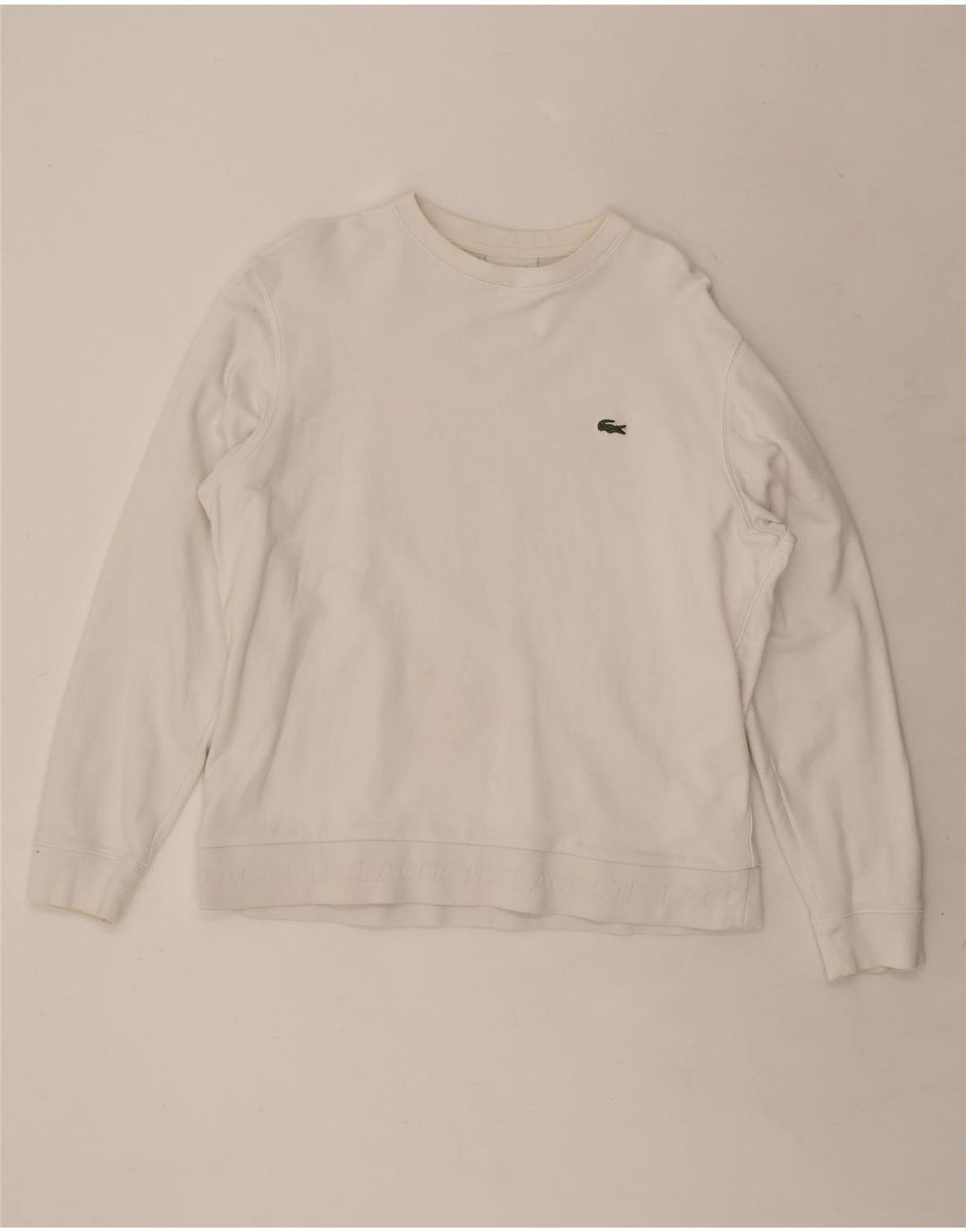 LACOSTE Sweatshirt-trøje til mænd størrelse 6 XL Hvid bomuld