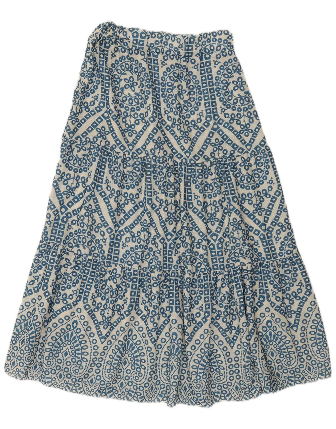 Vintage Maxi-nederdel til kvinder W28 Medium Blue Paisley Viscose