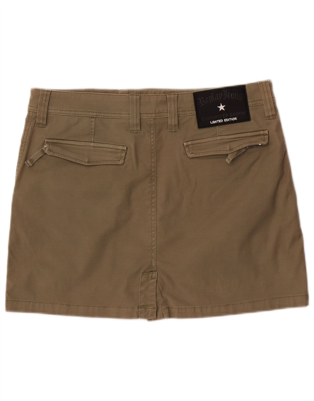 Replay Dame Cargo Skirt Large W34 Khaki Cotton