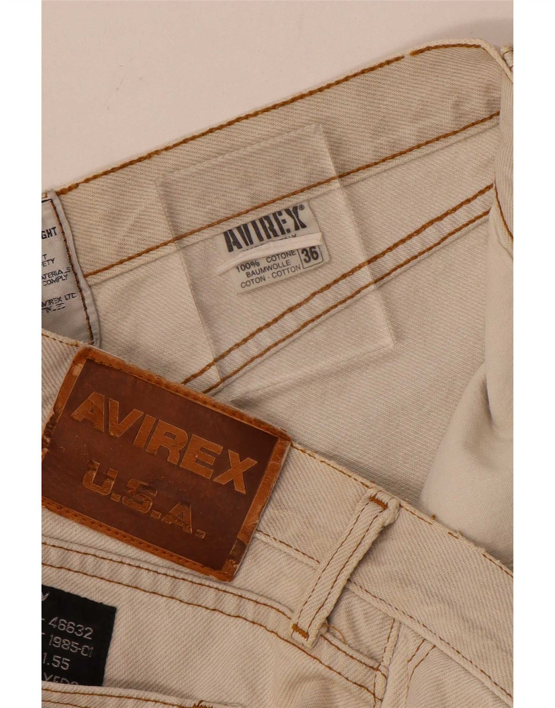 Avirex Straight Jeans til mænd W36 L30 Beige Bomuld