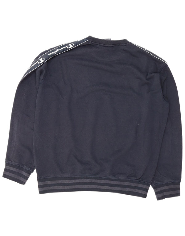 Champion Mens Graphic Sweatshirt Jumper Medium Navy Blue Cotton