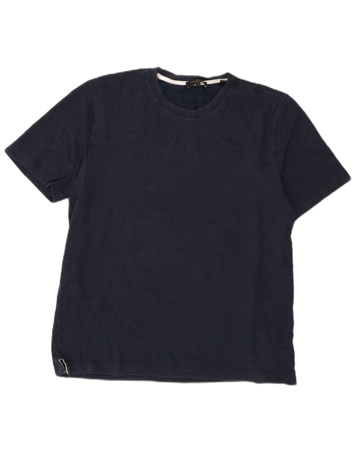 Ted Baker Herre T-Shirt Top Størrelse 4 Large Marineblå Bomuld