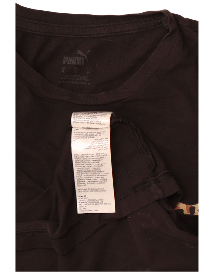 PUMA Grafisk T-shirt top til kvinder UK 12 Medium Sort bomuld