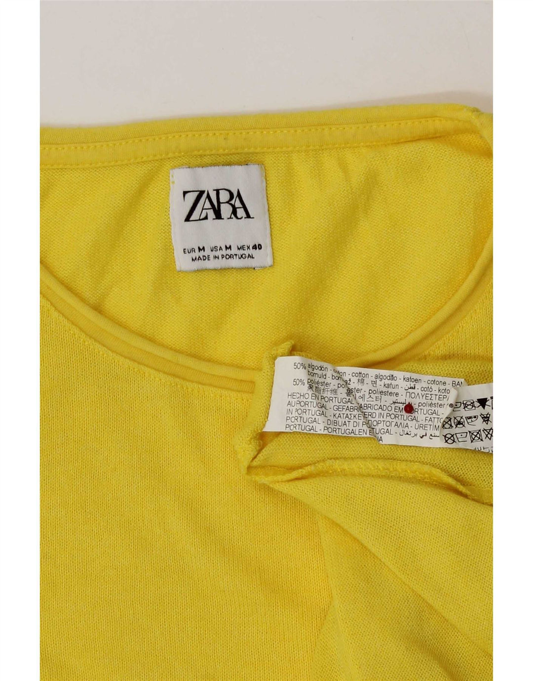 Zara Herre T-Shirt Top Medium Gul Bomuld