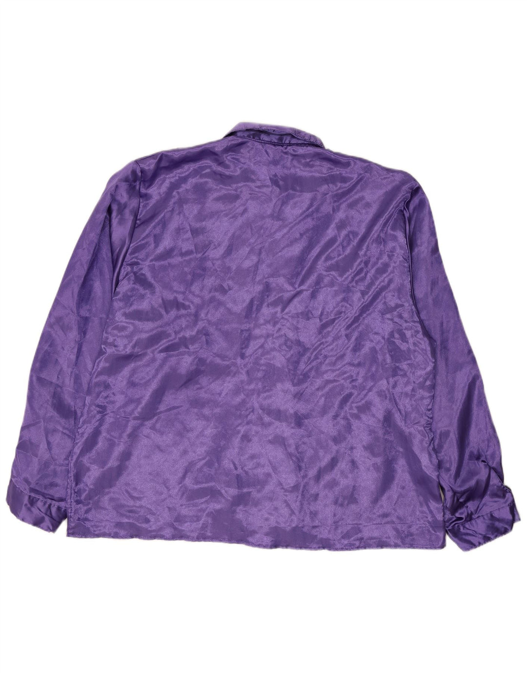 Vintage Dame Flæse Front Skjorte Bluse IT 56 4XL Lilla Polyester