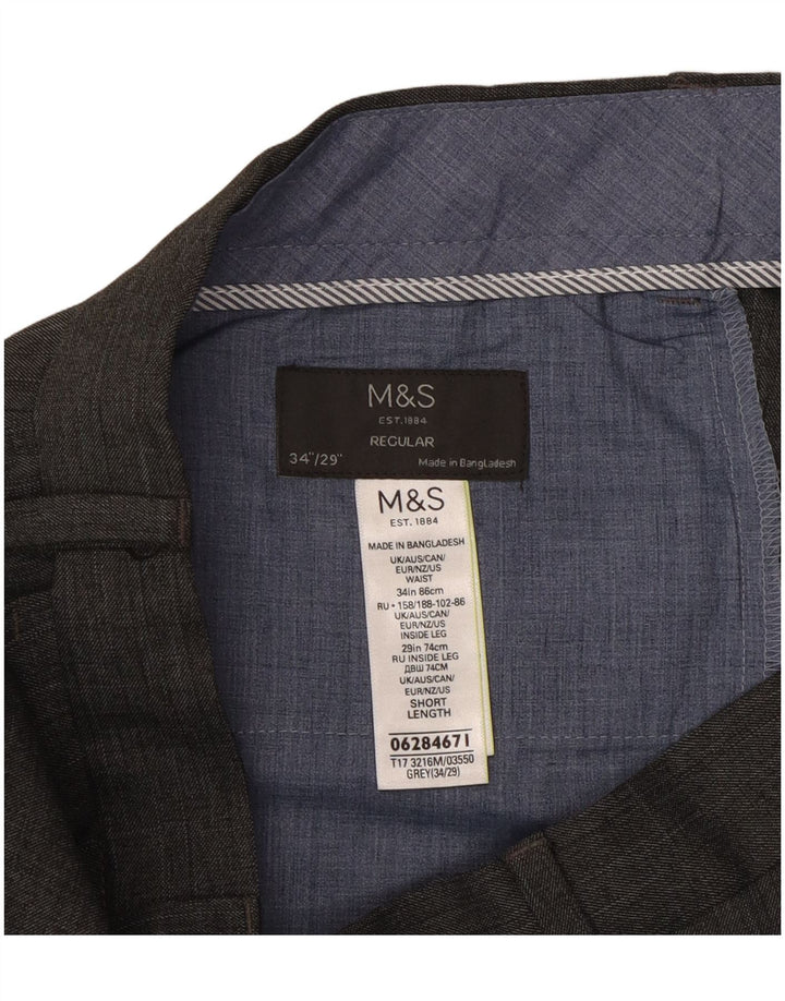Marks & Spencer Herre Regular Suit Bukser W34 L29 Grå Polyester