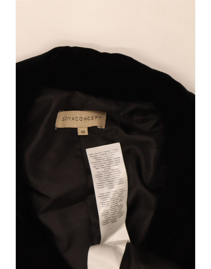 Vintage Dame Dobbeltradet Velvet Blazer Jacket EU 40 Medium Black