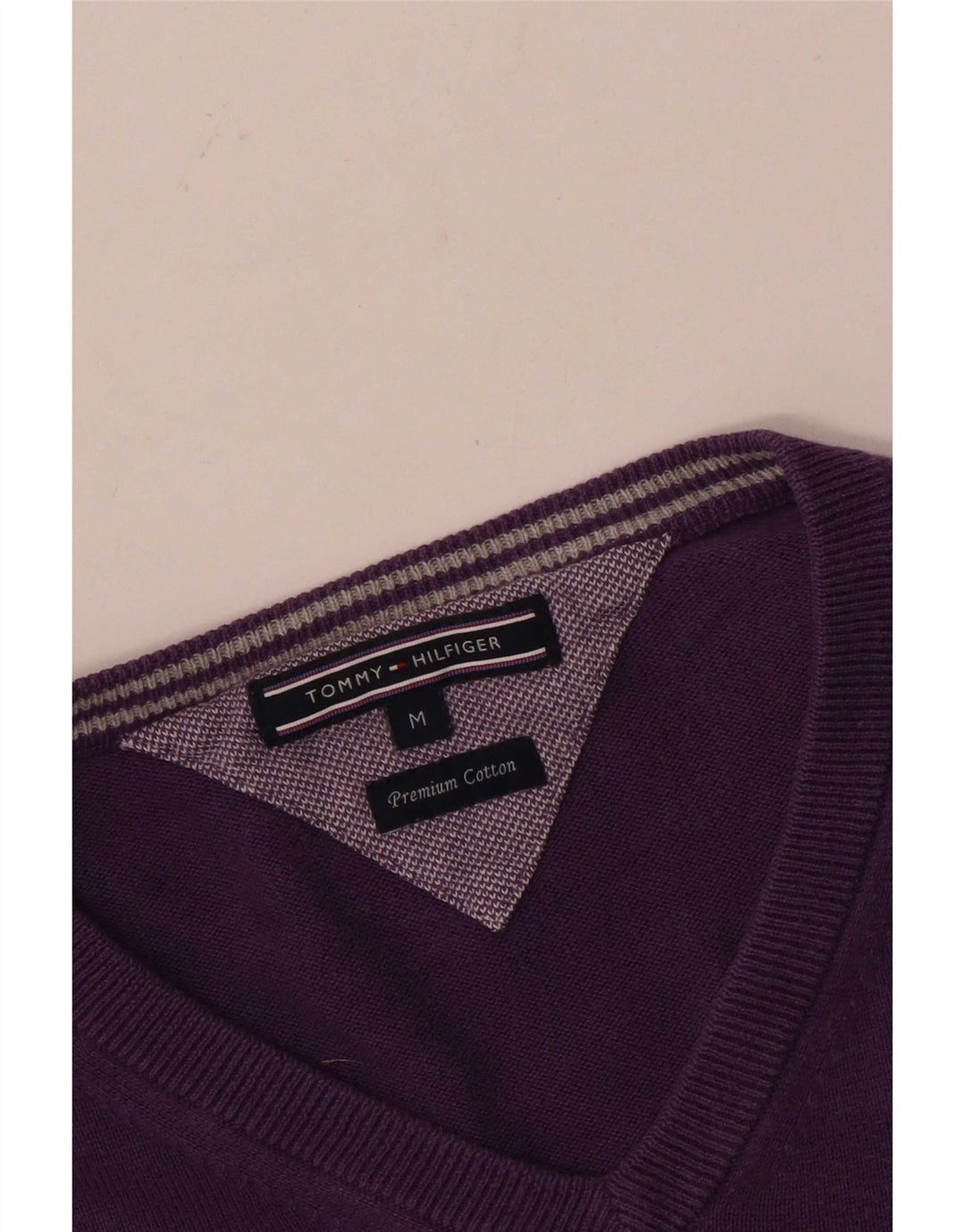 Tommy Hilfiger Herre V-hals sweater Medium Lilla Bomuld