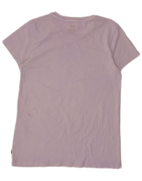 Levi's Grafisk T-shirt top til kvinder UK 6 XS Lilla bomuld
