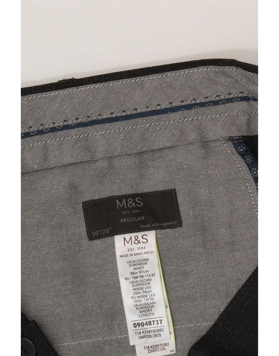 Marks & Spencer Herre Regular Fit Chinobukser W38 L29 Grå polyester