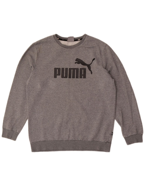 Puma Herre Grafisk Sweatshirt Jumper Medium Grå Bomuld