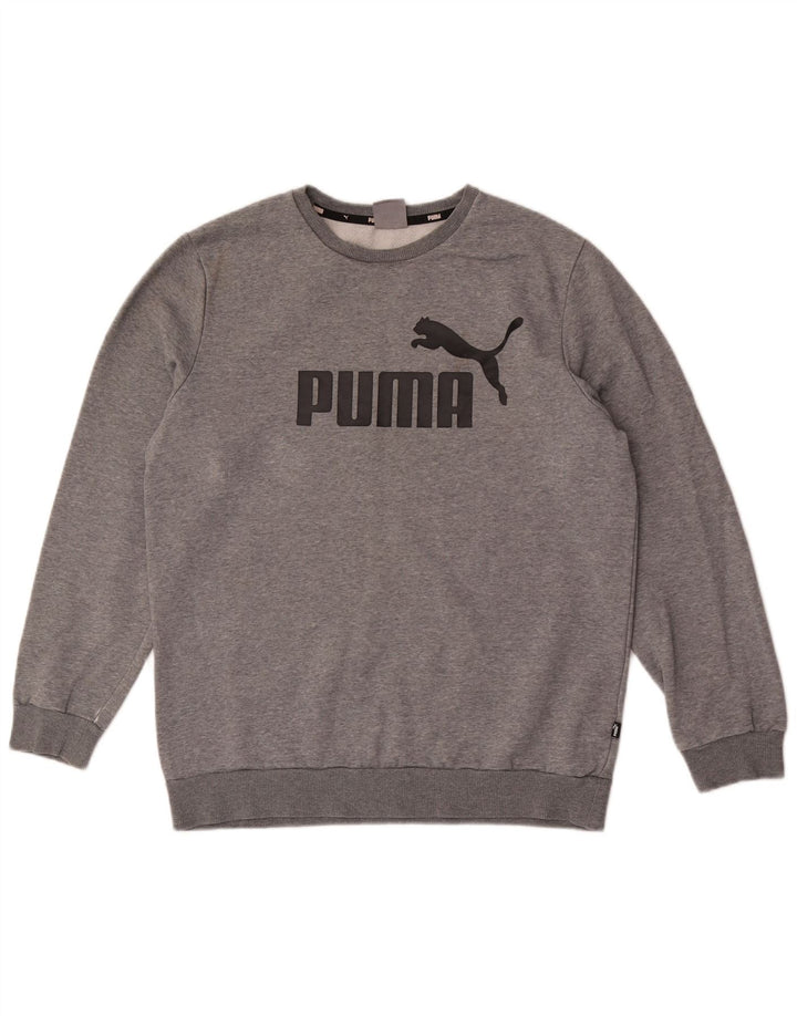 Puma Herre Grafisk Sweatshirt Jumper Medium Grå Bomuld