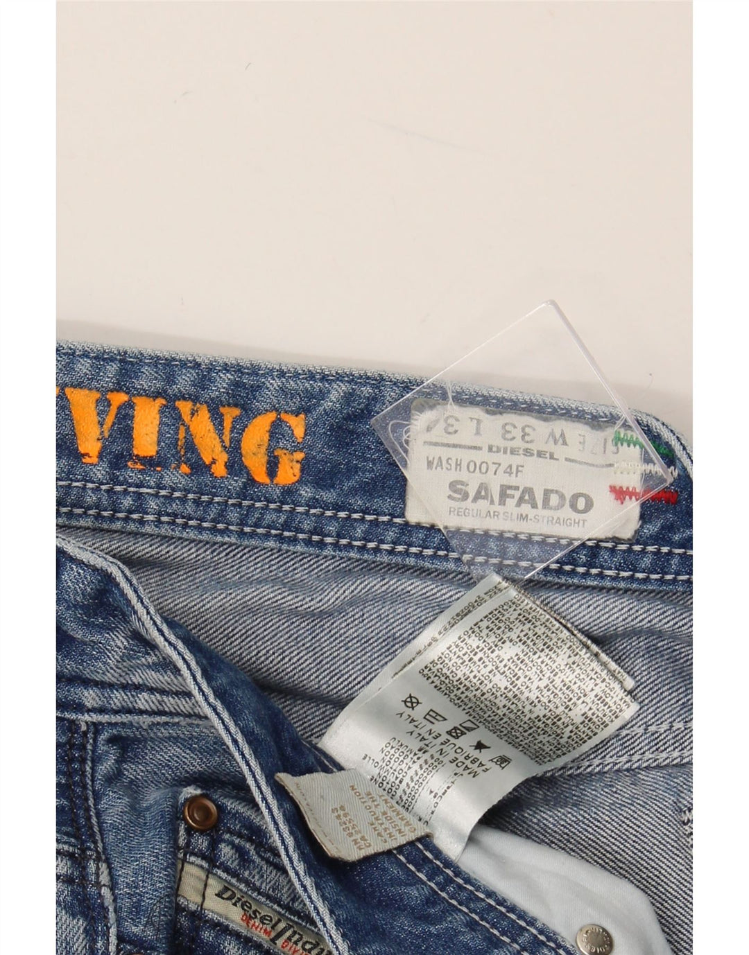 DIESEL Herre Safado Regular Slim Straight Jeans W33 L31 Blå Bomuld