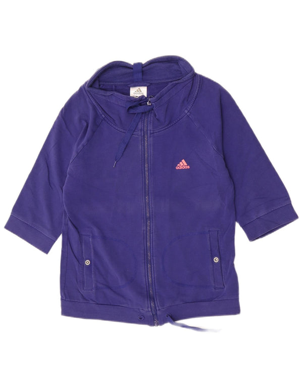 Adidas Kortærmet træningsdragt topjakke til kvinder UK 12 Medium Blue Cotton
