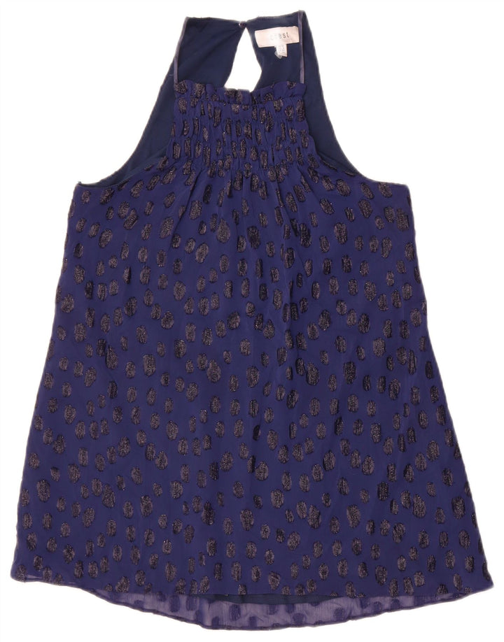 Coast Dame Halter Top UK 10 Small Navy Blue Plettet