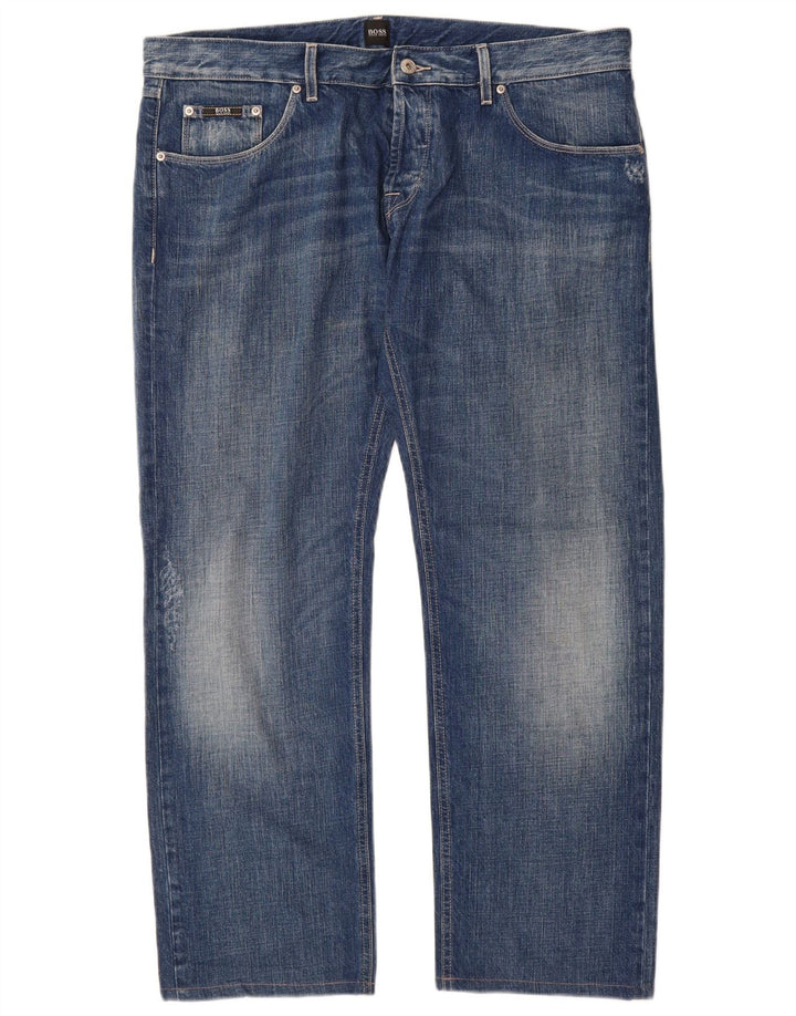 Hugo Boss Herre Denver Straight Jeans W38 L30 Blå Bomuld
