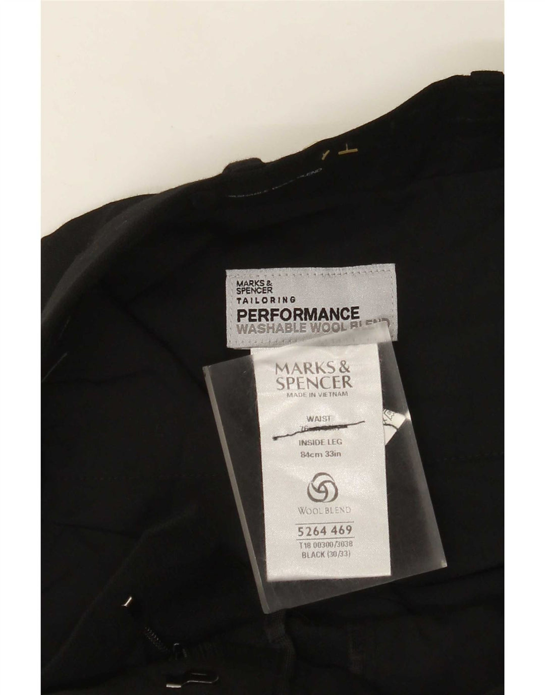 Marks & Spencer Straight Suit Bukser til mænd W30 L33 Sort polyester