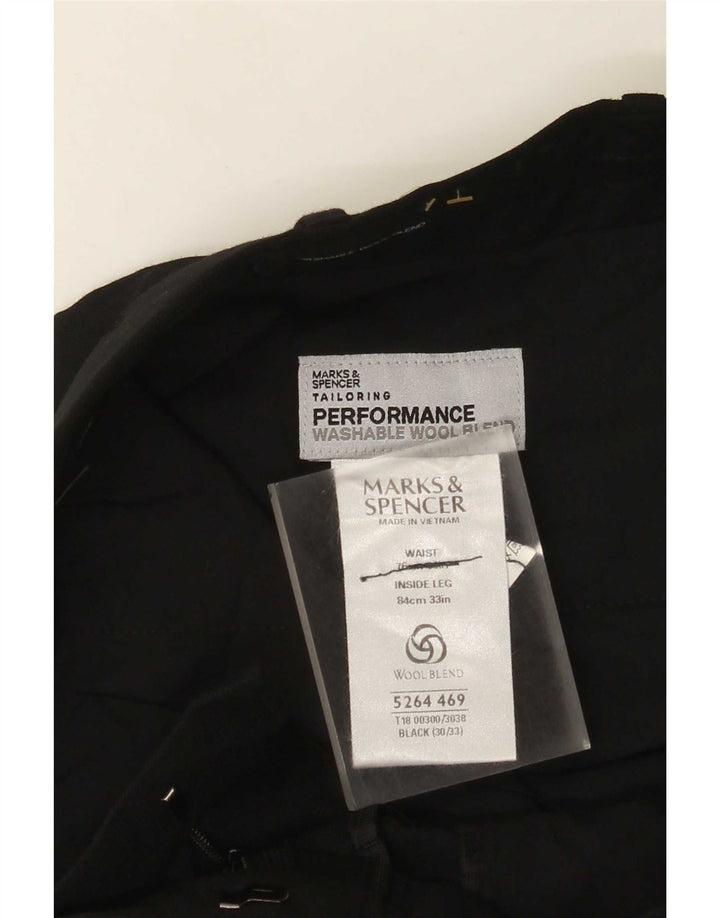 Marks & Spencer Straight Suit Bukser til mænd W30 L33 Sort polyester
