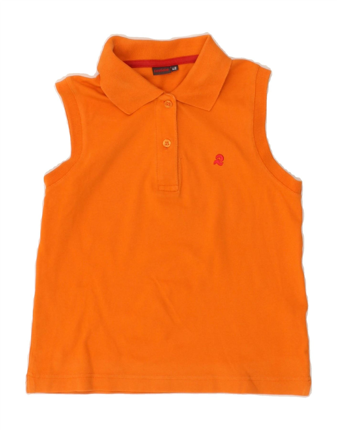 INVICTA Womens Sleeveless Polo Shirt IT 42 Medium Orange Cotton | Vintage Invicta | Thrift | Second-Hand Invicta | Used Clothing | Messina Hembry 